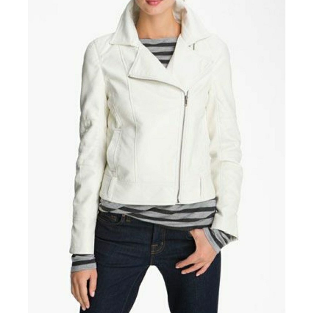 White faux leather jacket